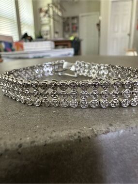 Sterling Silver Illusion 3 Row Tennis Bracelet